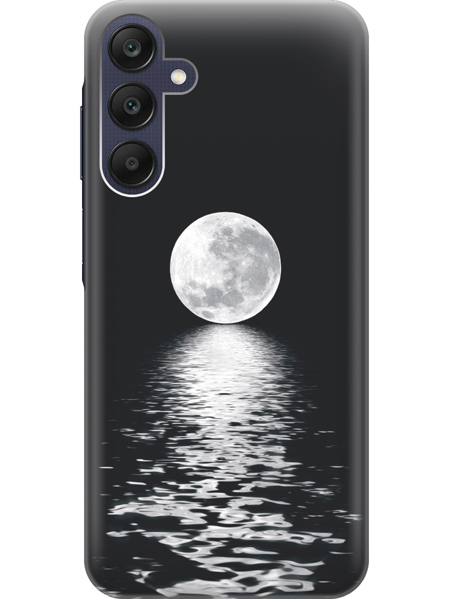 

Силиконовый чехол на Samsung Galaxy A25 с рисунком "Луна над морем", Белый;черный, 20012134