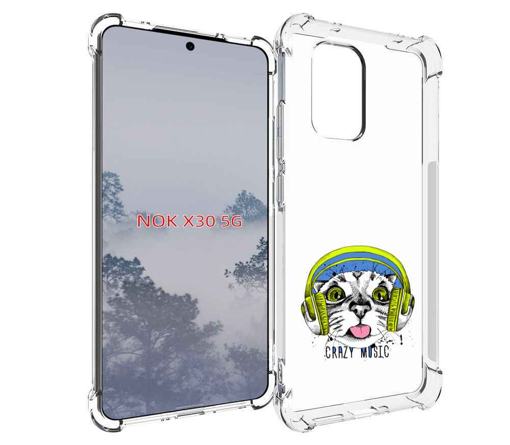 

Чехол MyPads кошка в наушниках рисунок для Nokia X30 5G, Tocco
