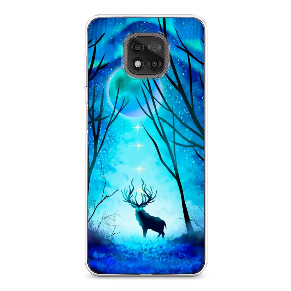 

Чехол на Motorola Moto G Power 2021 "Олень северное сияние", Синий;черный;голубой, 242750-1