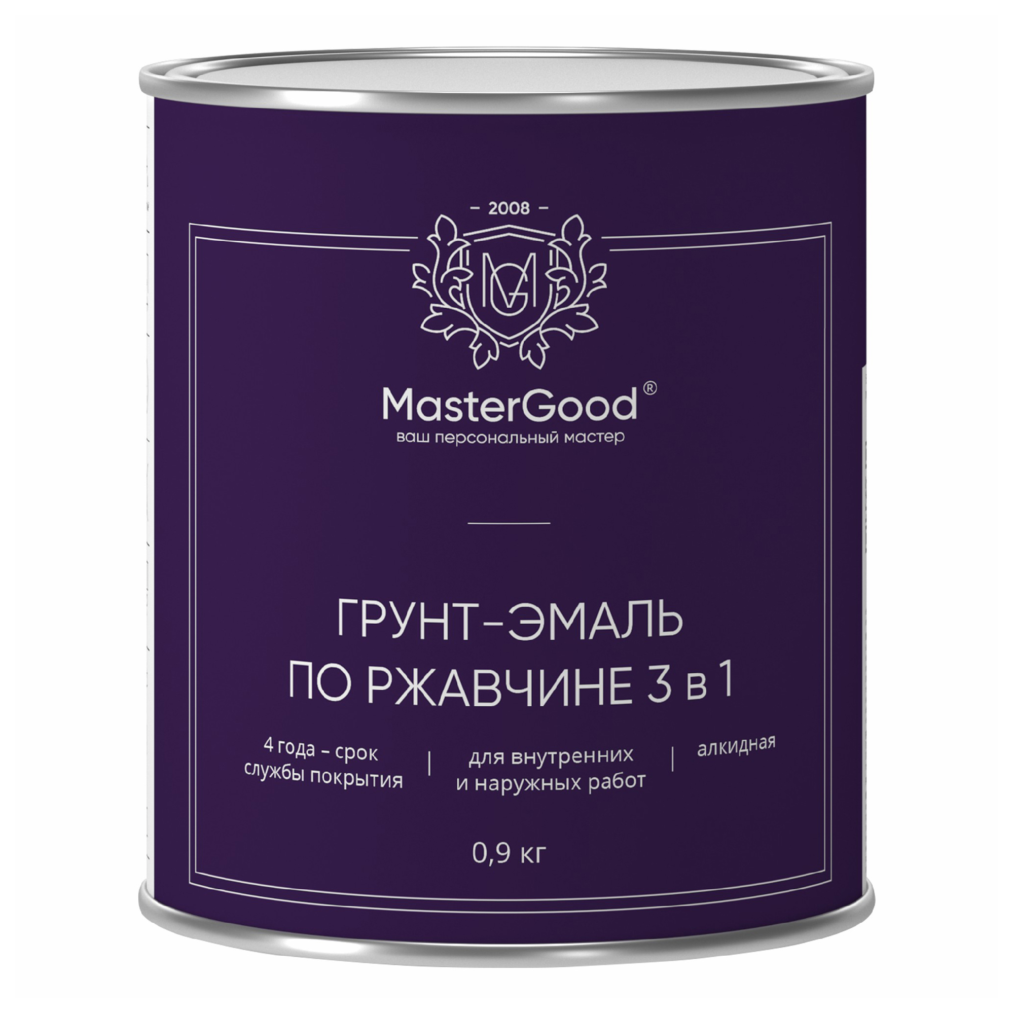 Грунт-эмаль MasterGood 3 в 1 по ржавчине черный 900 г