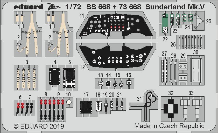 

Фототравление Eduard SS668 Sunderland Mk V 1/72, Однотонный