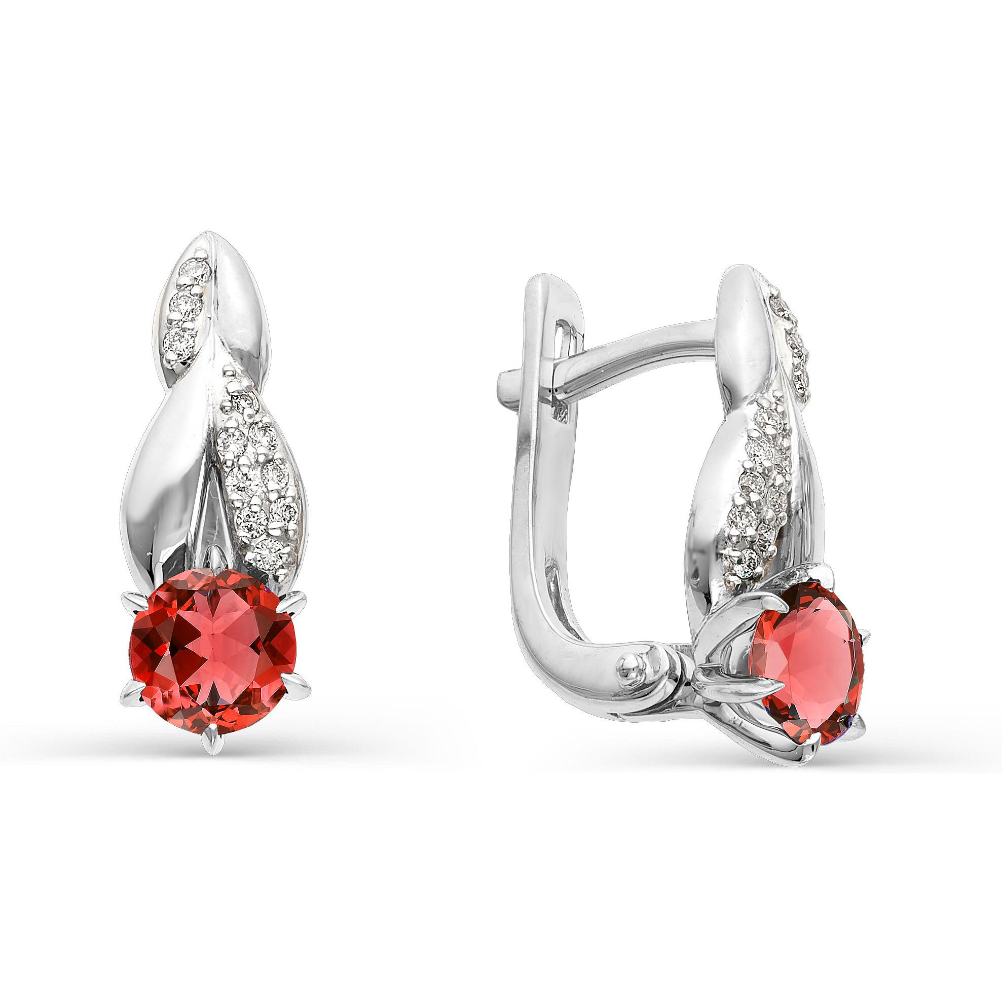 

Серьги женские из серебра АЛЬКОР 02-0316, гранат/фианит, 02-0316