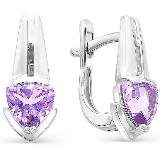 

Серьги женские из серебра АЛЬКОР 02-0370, аметист, 02-0370