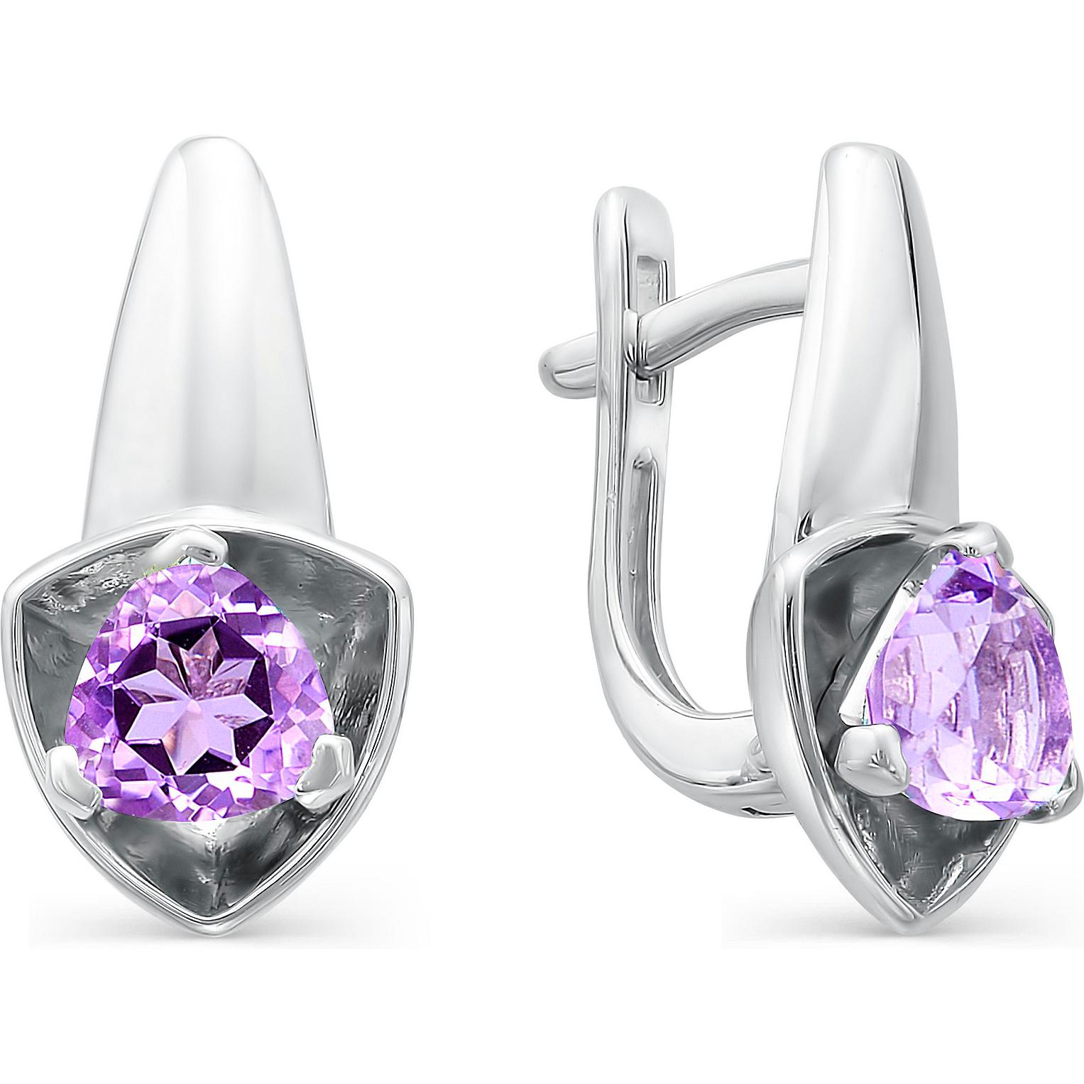 

Серьги женские из серебра АЛЬКОР 02-0371, аметист, 02-0371