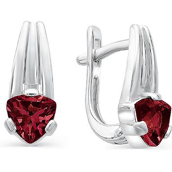 

Серьги женские из серебра АЛЬКОР 02-0374, гранат, 02-0374