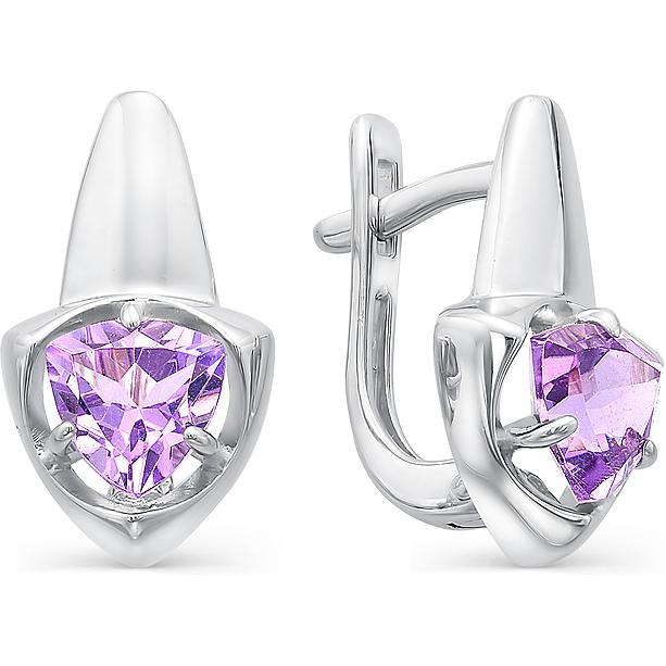 

Серьги женские из серебра АЛЬКОР 02-0375, аметист, 02-0375