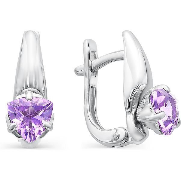 

Серьги женские из серебра АЛЬКОР 02-0369, аметист, 02-0369