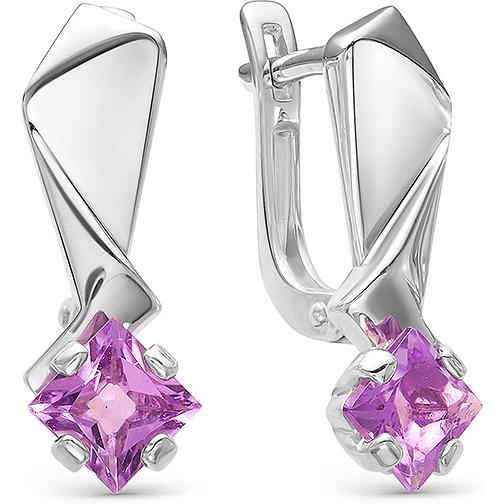 

Серьги женские из серебра АЛЬКОР 02-0579, аметист, 02-0579