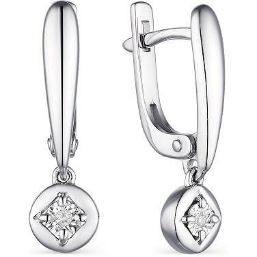 

Серьги женские из серебра АЛЬКОР 02-1854, бриллиант, 02-1854