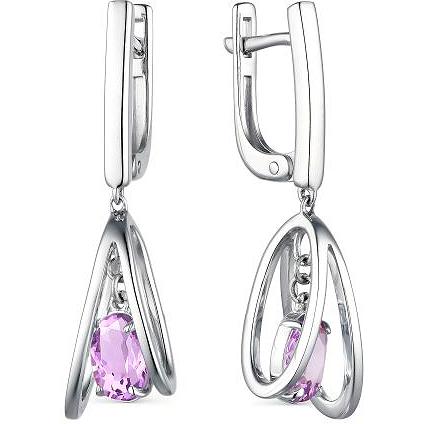 

Серьги женские из серебра АЛЬКОР 02-1834, аметист, 02-1834