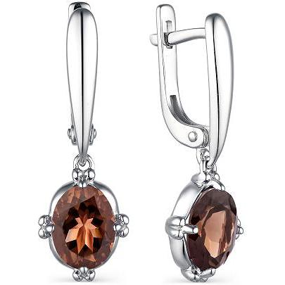 

Серьги женские из серебра АЛЬКОР 02-1849, раухтопаз, 02-1849