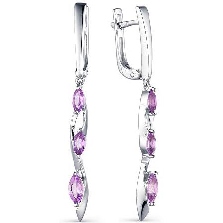 

Серьги женские из серебра АЛЬКОР 02-1770, аметист, 02-1770
