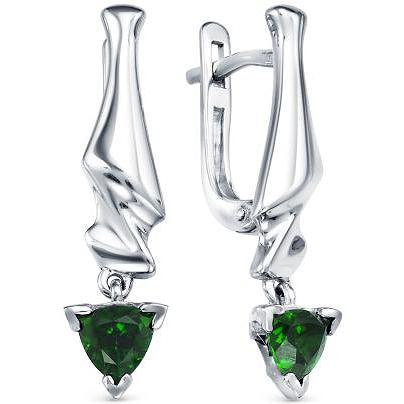 

Серьги женские из серебра АЛЬКОР 02-0586, изумруд, 02-0586