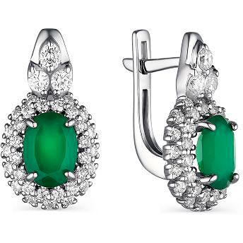 

Серьги женские из серебра АЛЬКОР 02-1769, фианит/агат, 02-1769