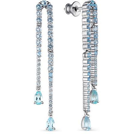 

Серьги подвески из серебра АЛЬКОР 02-1745, топаз/фианит, 02-1745