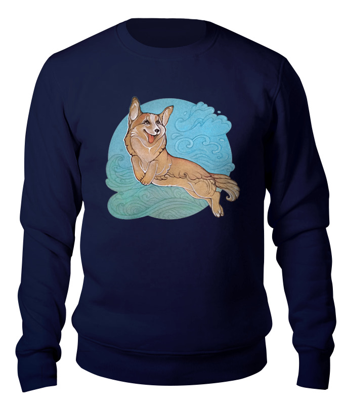 

Свитшот унисекс Printio Корги в облаках синий 2XL, Корги в облаках