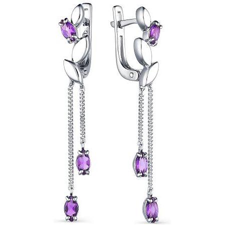 

Серьги женские из серебра АЛЬКОР 02-1706, аметист, 02-1706