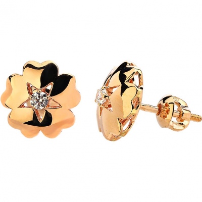 

Серьги из красного золота с фианитом Эстет 01С1113416, 01С1113416