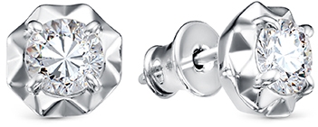 

Серьги-пусеты из серебра АЛЬКОР 02-1498, фианит, 02-1498