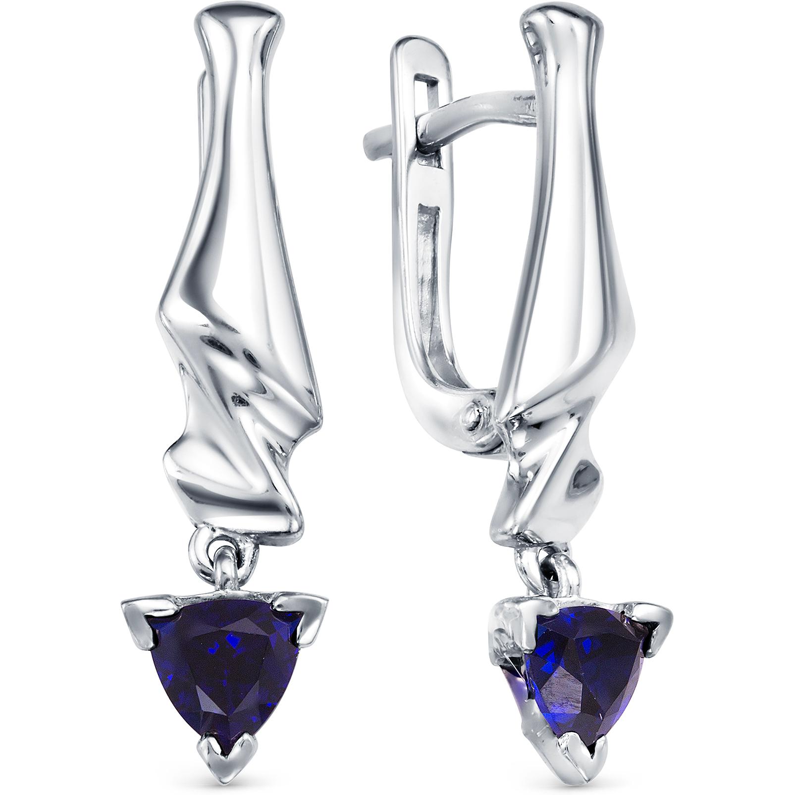

Серьги женские из серебра АЛЬКОР 02-0586, сапфир, 02-0586