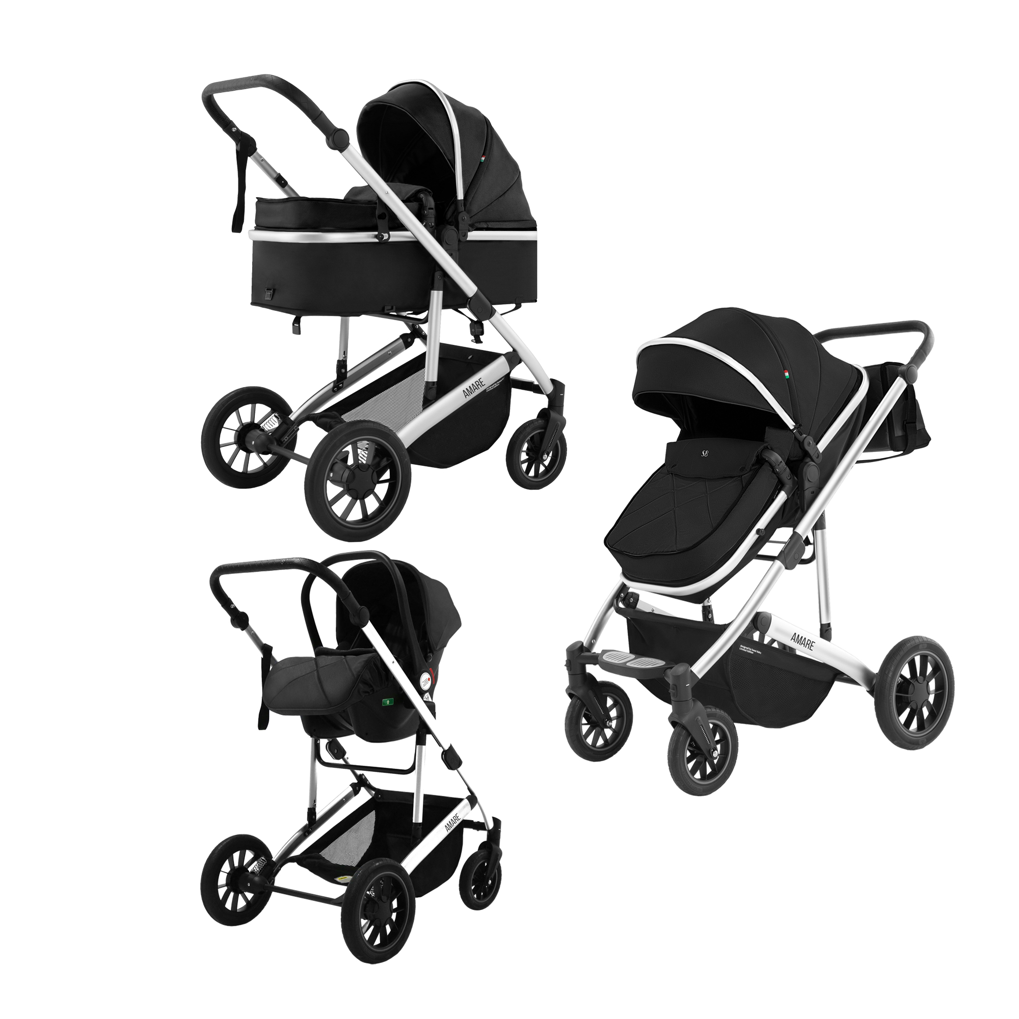 Коляска Sweet Baby Amare 3в1 Black