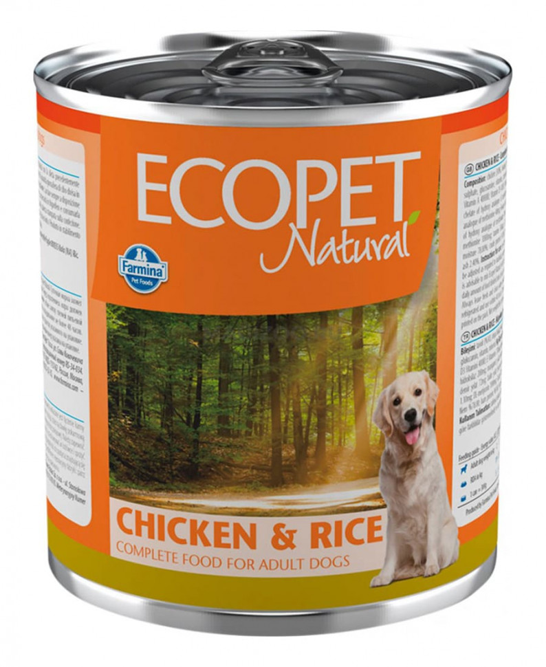 фото Влажный корм для собак farmina ecopet natural chicken & rice, курица, рис, 6шт, 300г