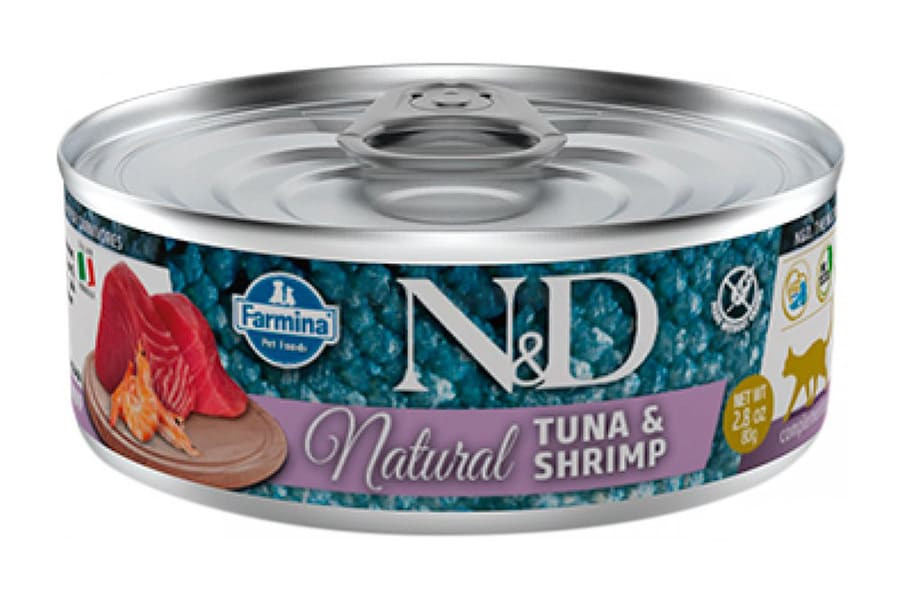 фото Влажный корм для кошек farmina n&d natural cat tuna & shrimp, тунец, креветки, 12шт, 80г