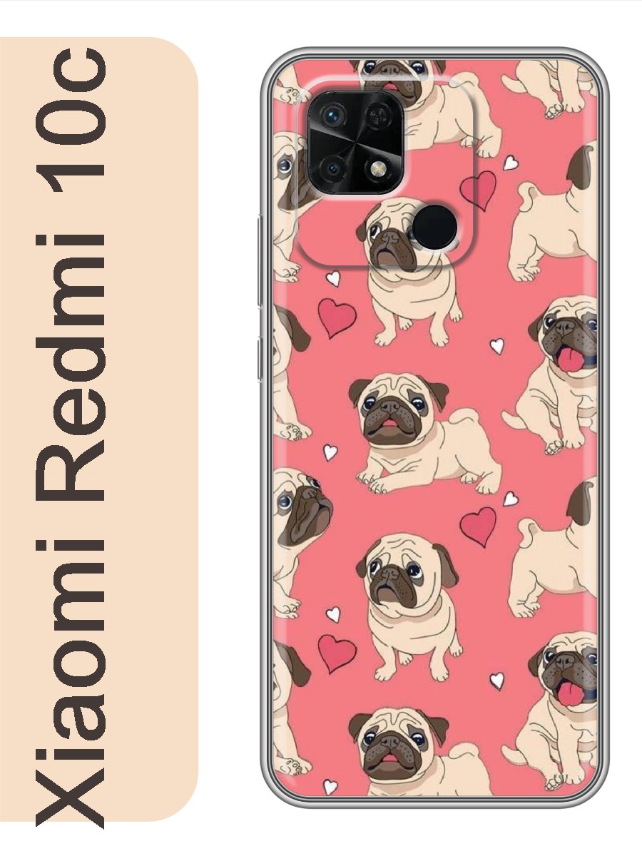 

Чехол на Xiaomi Redmi 10c мопсы фон 146, red10cdogs