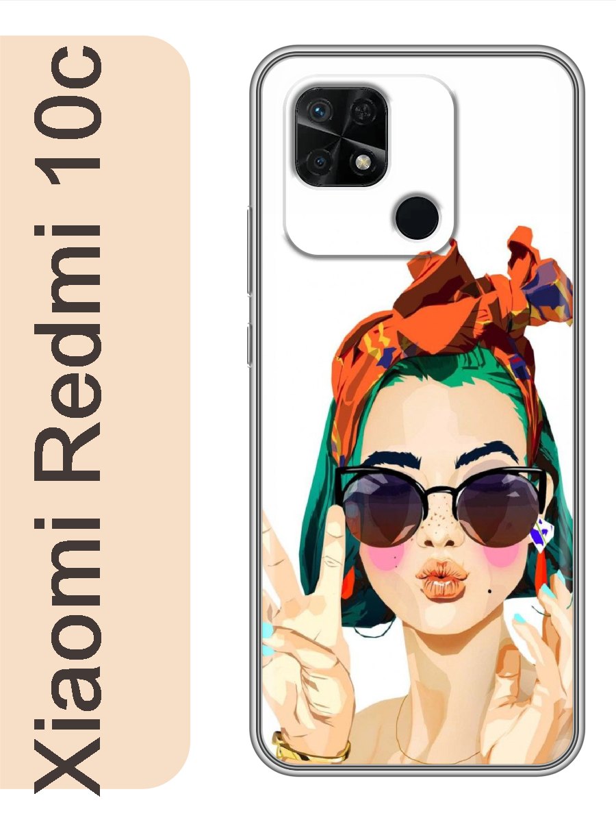 

Чехол на Xiaomi Redmi 10c девушка 143, Прозрачный, red10crzne