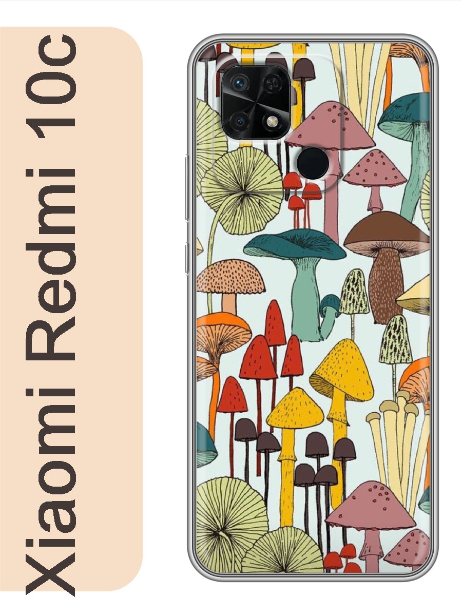 

Чехол на Xiaomi Redmi 10c грибы 139, Прозрачный, red10cfone