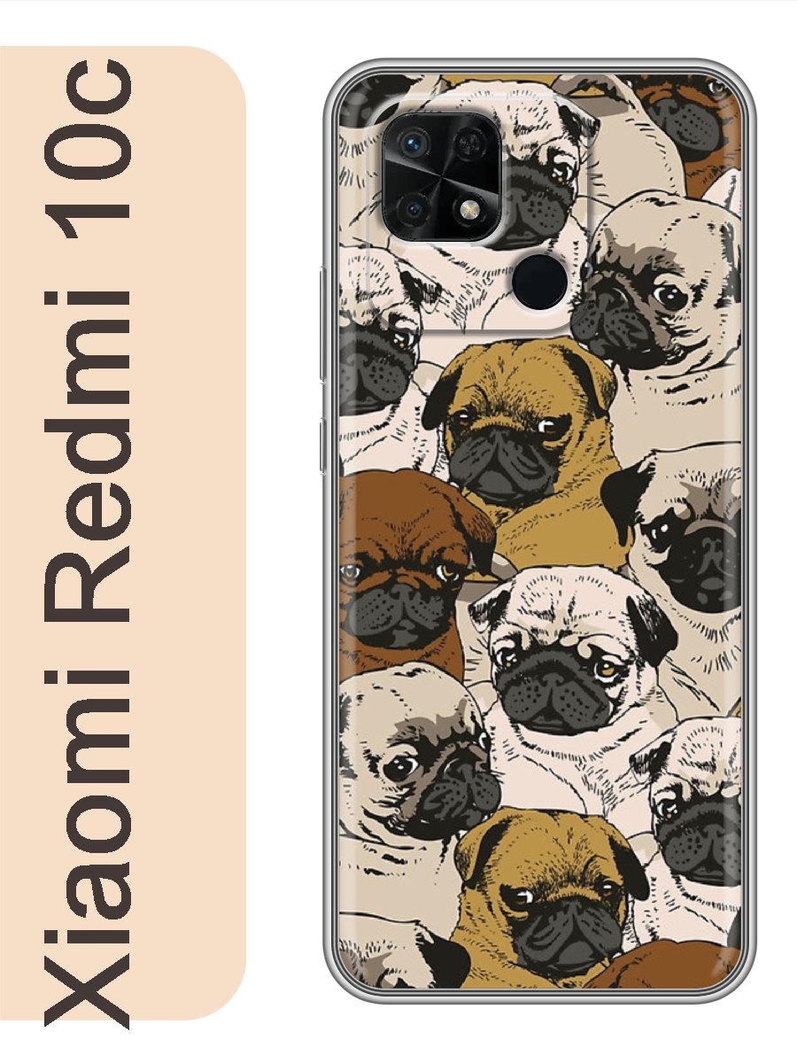

Чехол на Xiaomi Redmi 10c мопсы фон 119, Прозрачный, red10cdogs