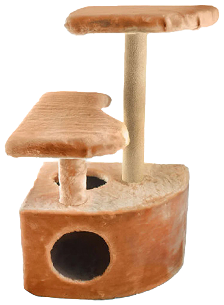 Домик-когтеточка Дарэлл ЧИП угловой бежевый со ступенькой, столбик джут 48 x 51 x 71 см