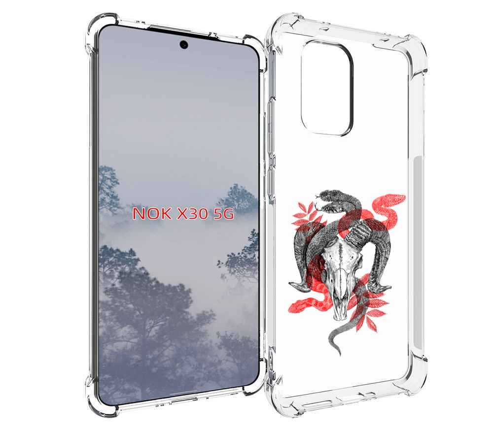 

Чехол MyPads змея в черепе рисунок для Nokia X30 5G, Tocco