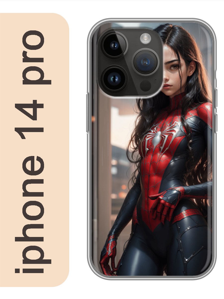 

Чехол на Apple Iphone 14 pro девушка человек-паук 975, Прозрачный, Iphp14anim