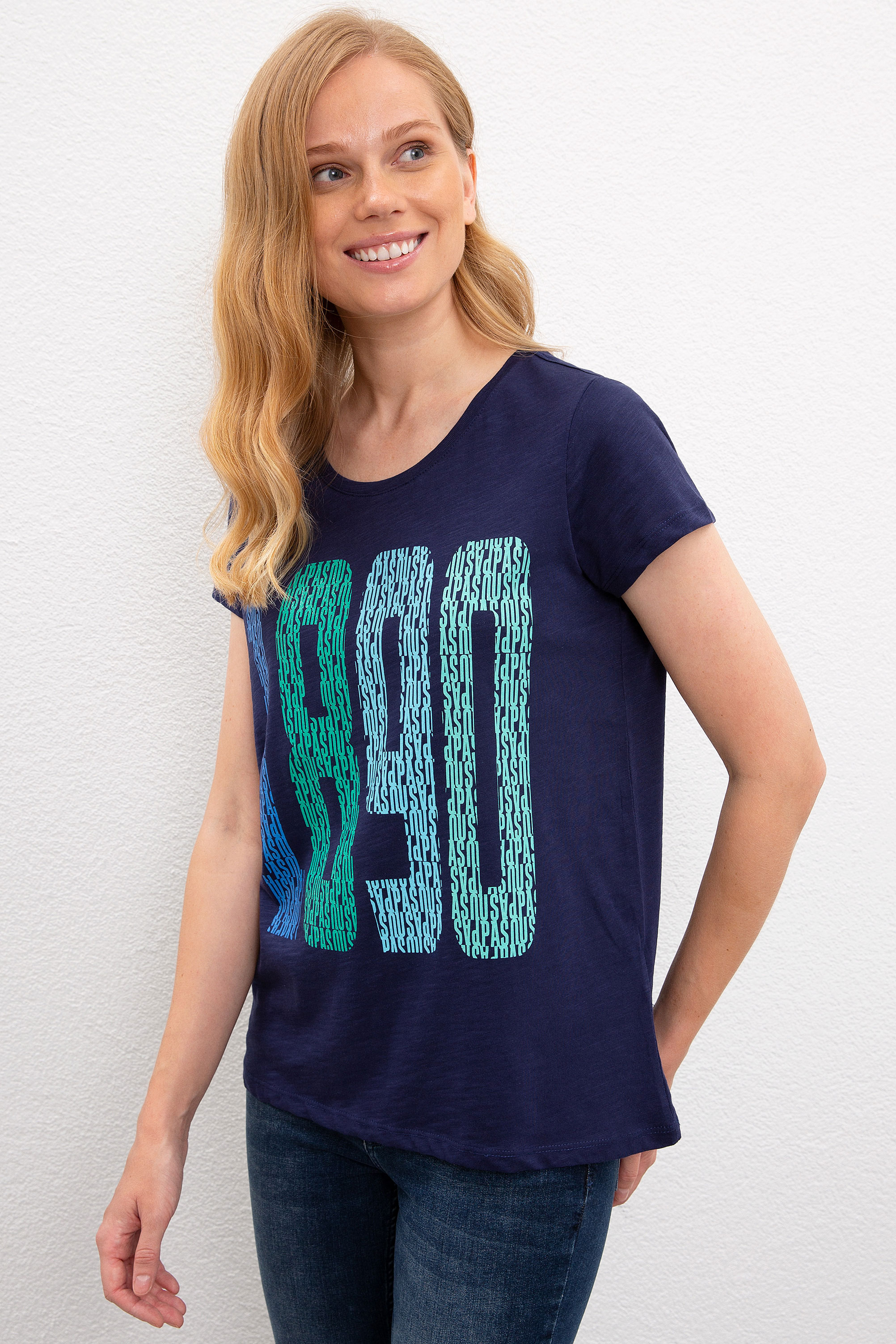 

Футболка женская U.S. POLO Assn. G082GL0110GREEN синяя S, Синий, G082GL0110GREEN