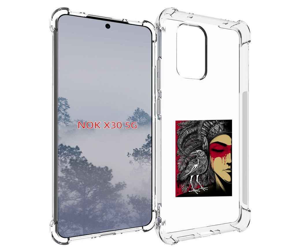 

Чехол MyPads девушка с вороном в абстракции для Nokia X30 5G, Tocco