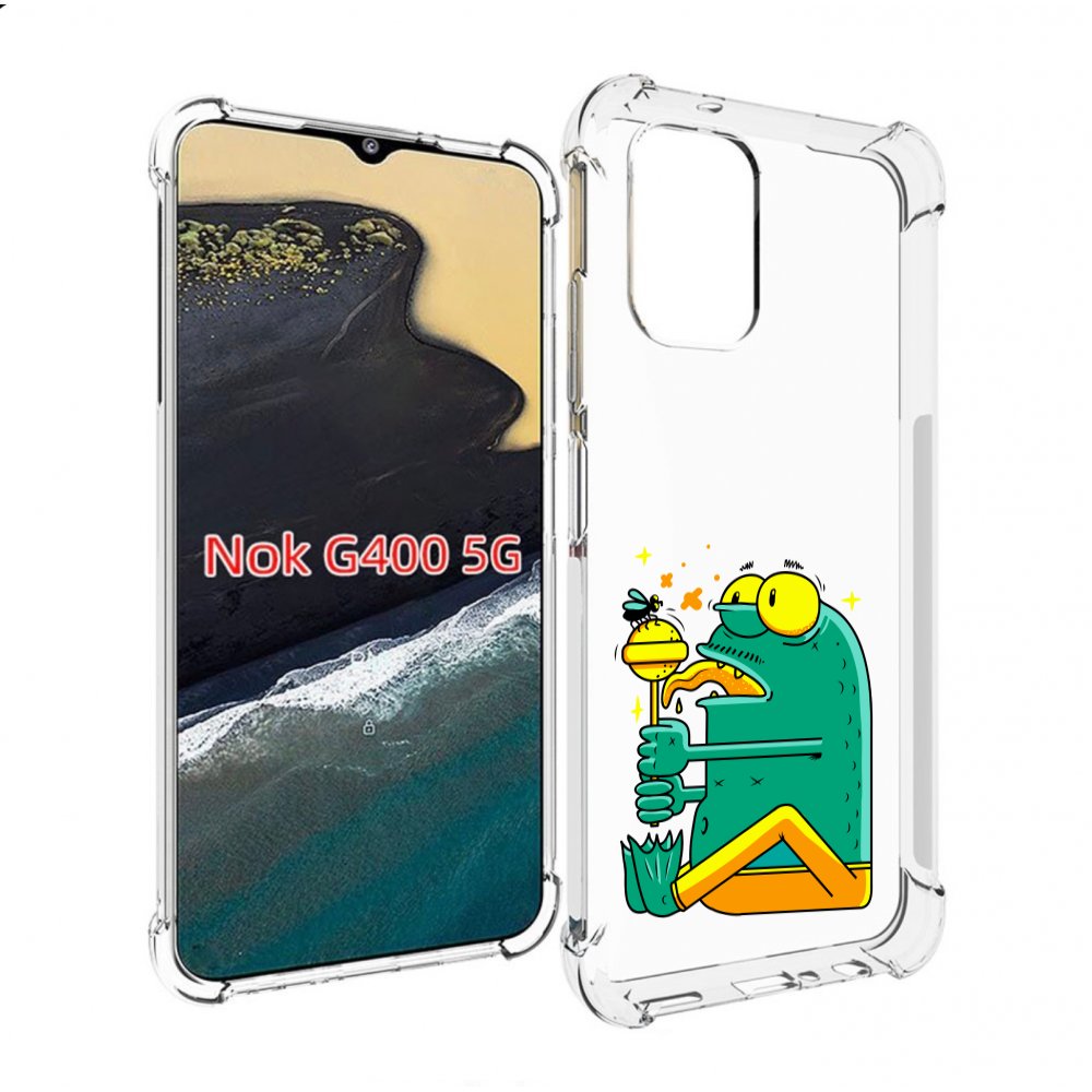 

Чехол MyPads Зеленая лягушка с чупа чупсом для Nokia G400 5G, Прозрачный, Tocco