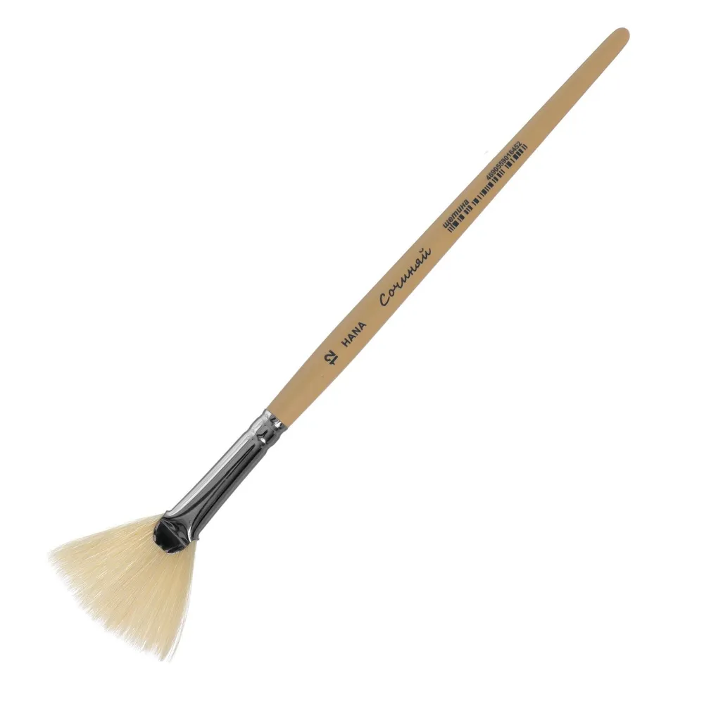 Кисть Веерная Щетина Roubloff Сочиняй №12 (длина волоса 33 мм), короткая ручка матовая