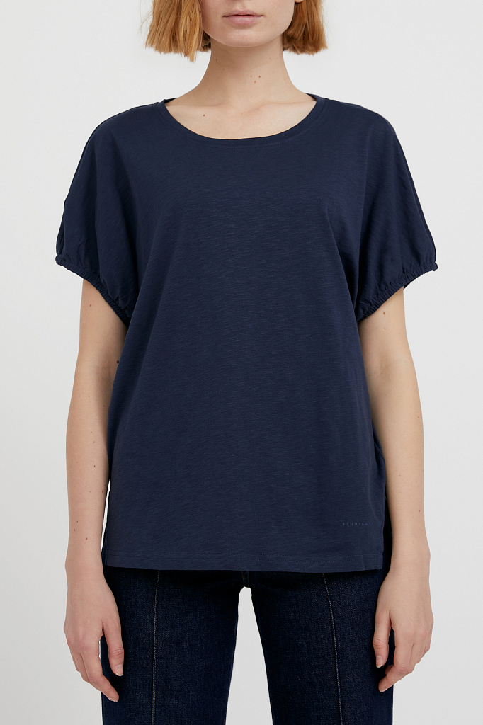 

Футболка женская Finn Flare S21-12058 синяя S, S21-12058