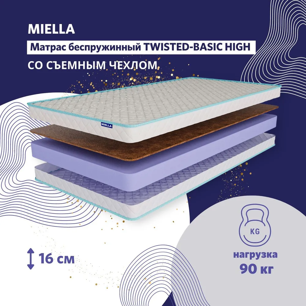 Матрас детский в кроватку MIELLA Twisted-Basic High ортопедический, двусторонний 60x140см