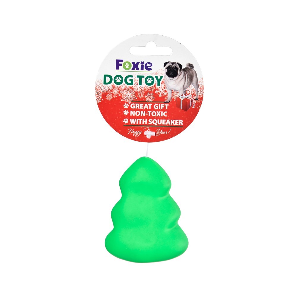 Игрушка для собак Foxie Елочка с пищалкой, зеленый, 8х6,5х4см