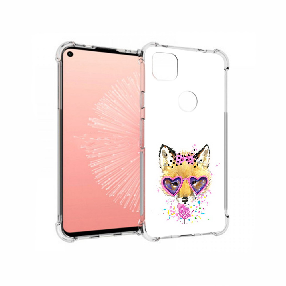 

Чехол MyPads Tocco для Google Pixel 4A лисенок с бантиком, Прозрачный, Tocco