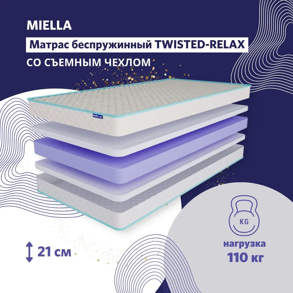 Матрас детский в кроватку Twisted-Relax со съемным чехлом, анатомический 60х140см