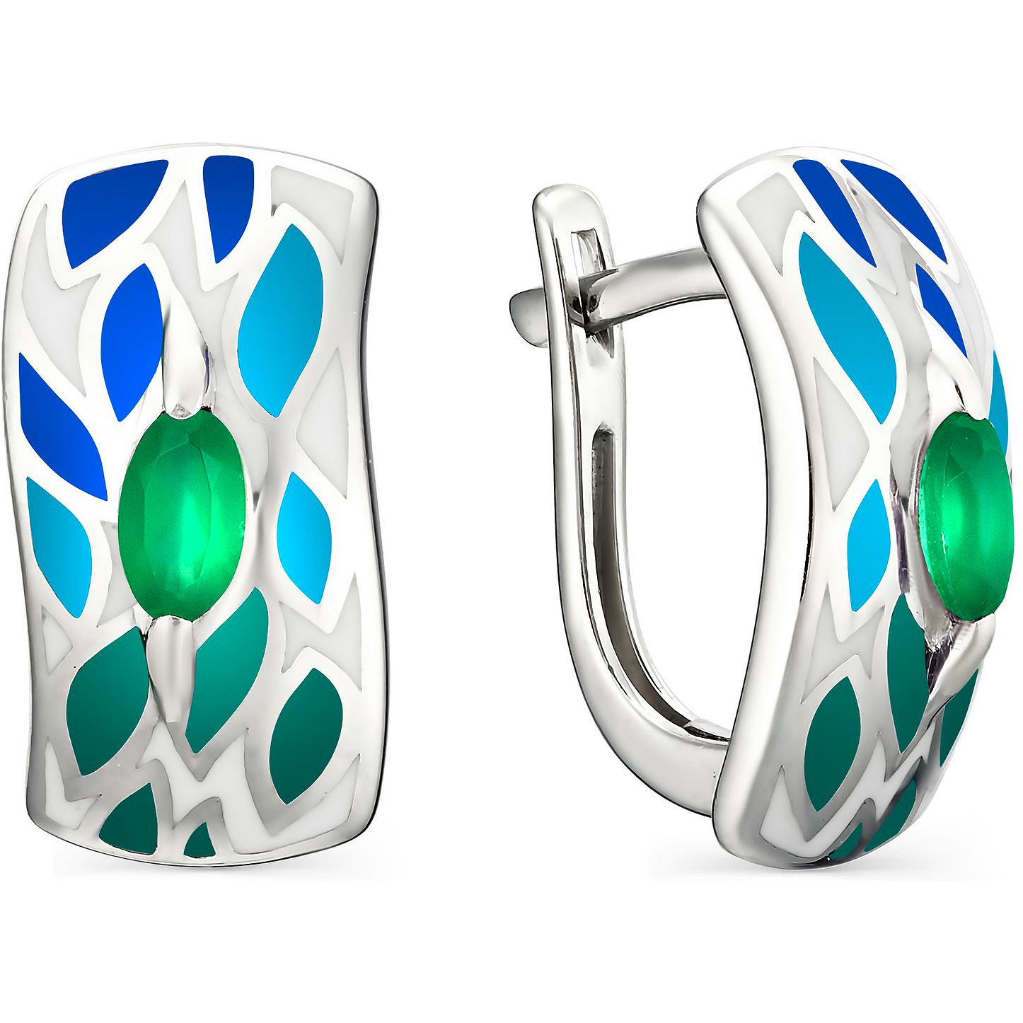 

Серьги женские из серебра АЛЬКОР 02-0931, агат, 02-0931