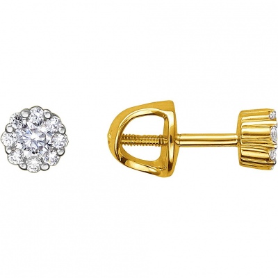 

Серьги из желтого золота с фианитом Эстет 01С1312883, 01С1312883