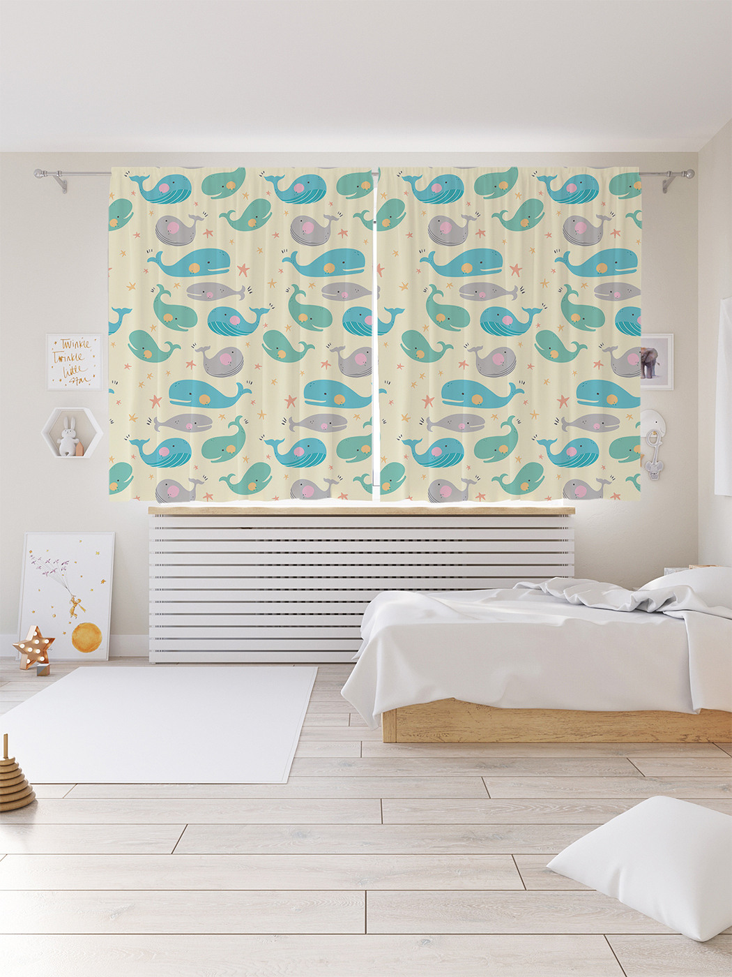 

Шторы с фотопечатью "Китовая вечеринка" из сатена, 290х180 см