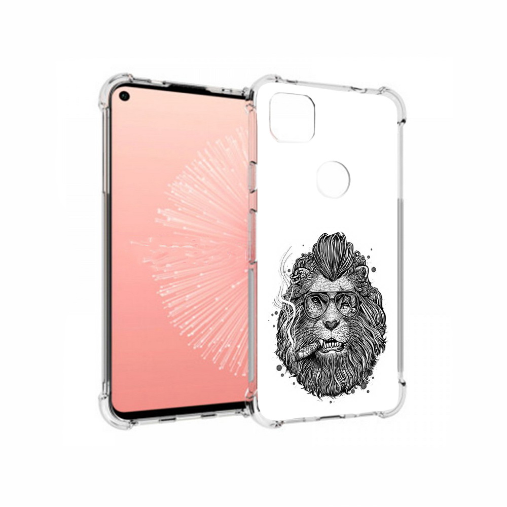 

Чехол MyPads Tocco для Google Pixel 4A курящий лев, Прозрачный, Tocco