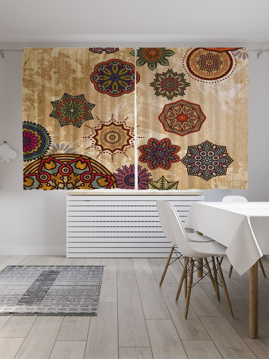 

Шторы с фотопечатью "Цветочный орнамент" из сатена, 290х180 см