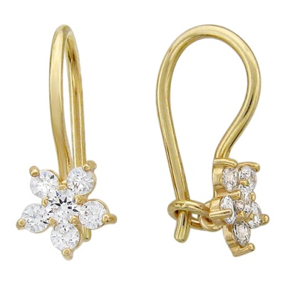 

Серьги из желтого золота с фианитом Эстет 01С136165, 01С136165
