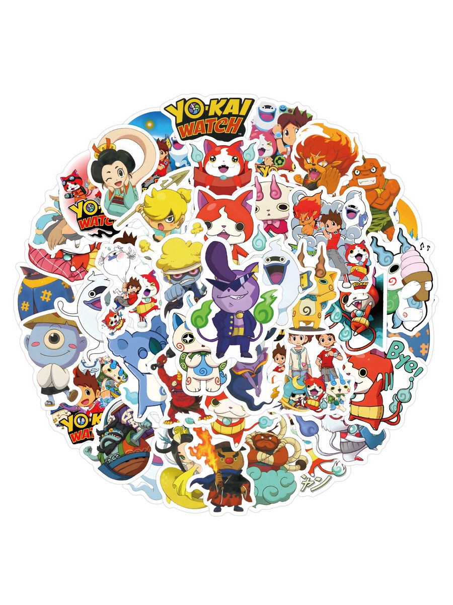 

Наклейки Часы Ёкай Yo-kai Watch водостойкие, 4-8см, 60 шт, Стикеры